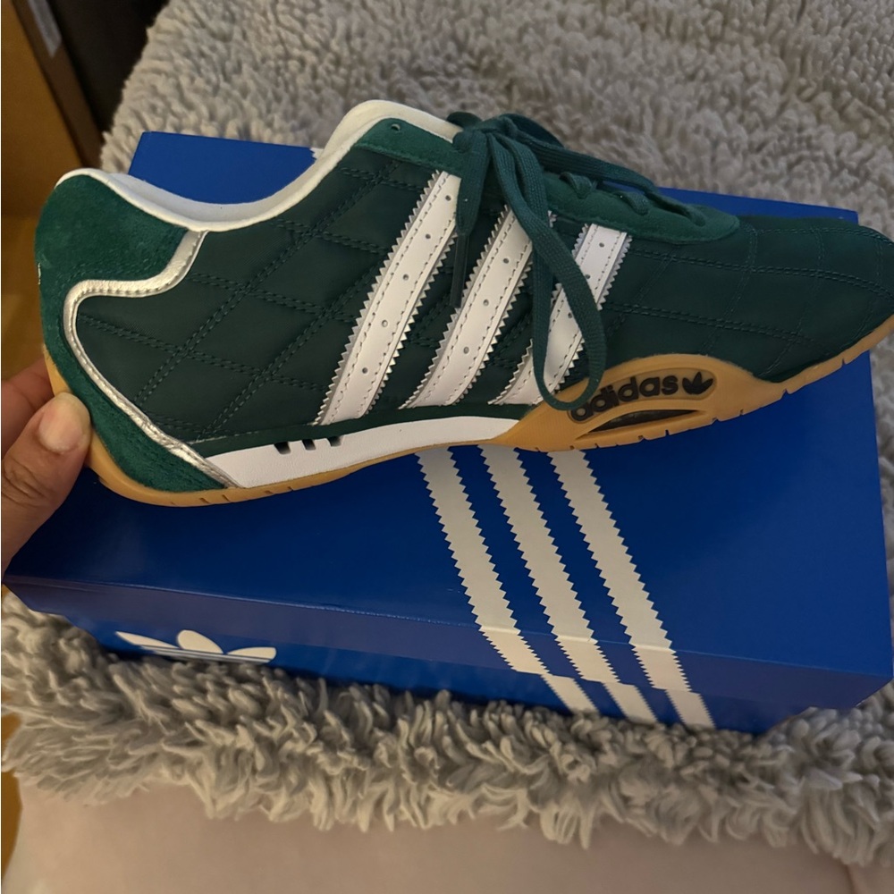 adidas Dark Green Sneakers with White Accents 7.5mens/8.5woman’s price $125.00